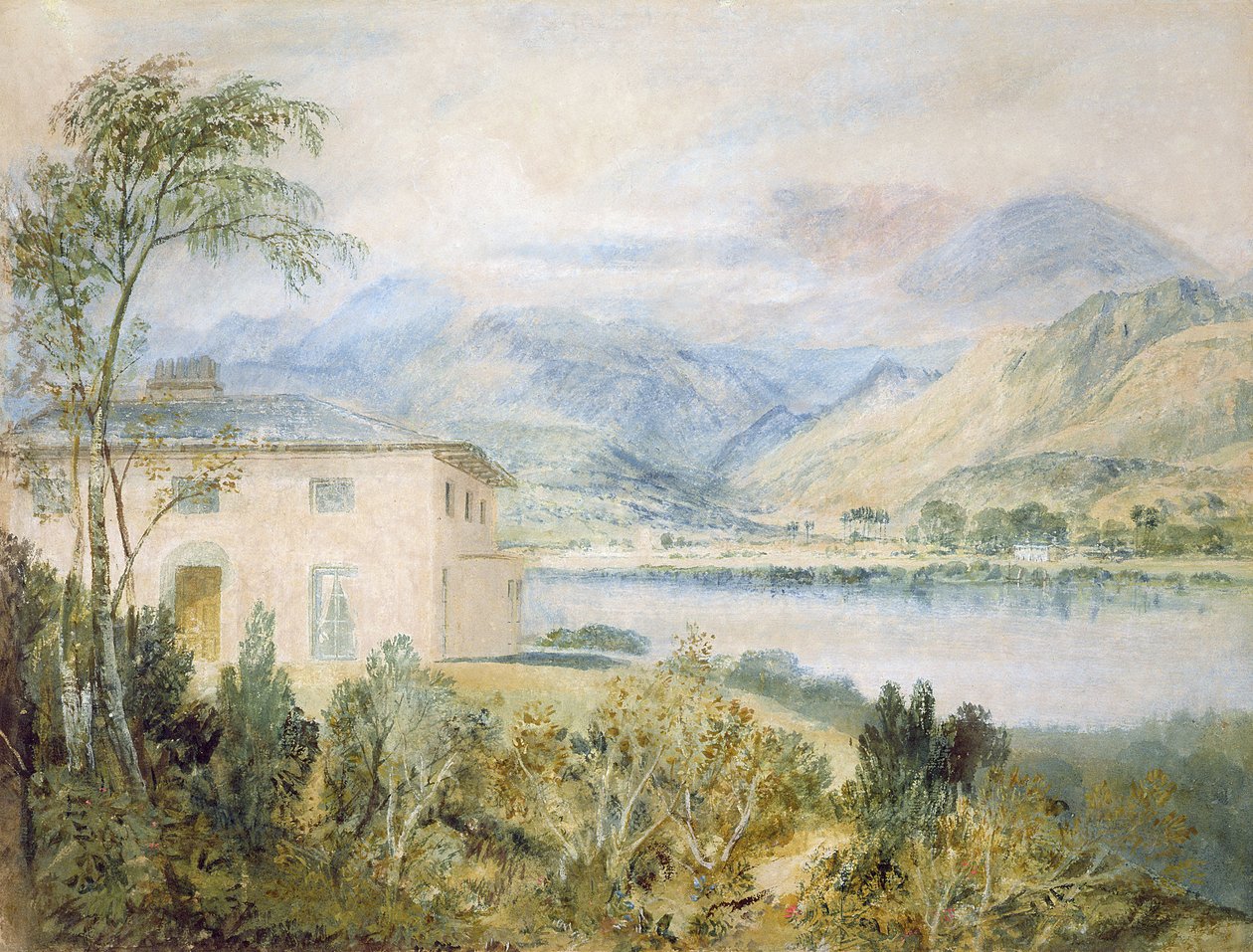 Tent Lodge, Coniston Water, 1818, (gri kağıt üzerinde wc ve gövde rengi) by Joseph Mallord William Turner