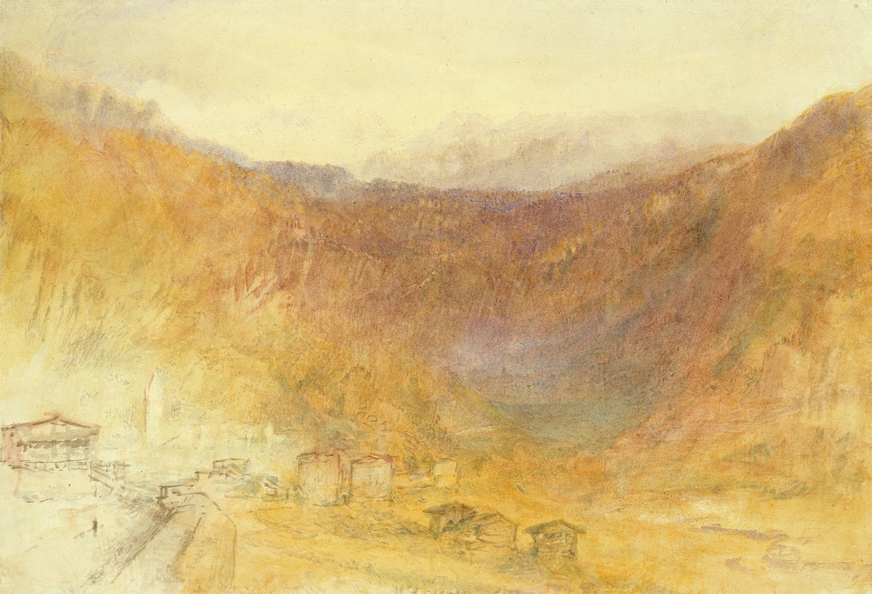 The Brunig Pass from Meiringen, Switzerland (Wc on paper) by Joseph Mallord William Turner