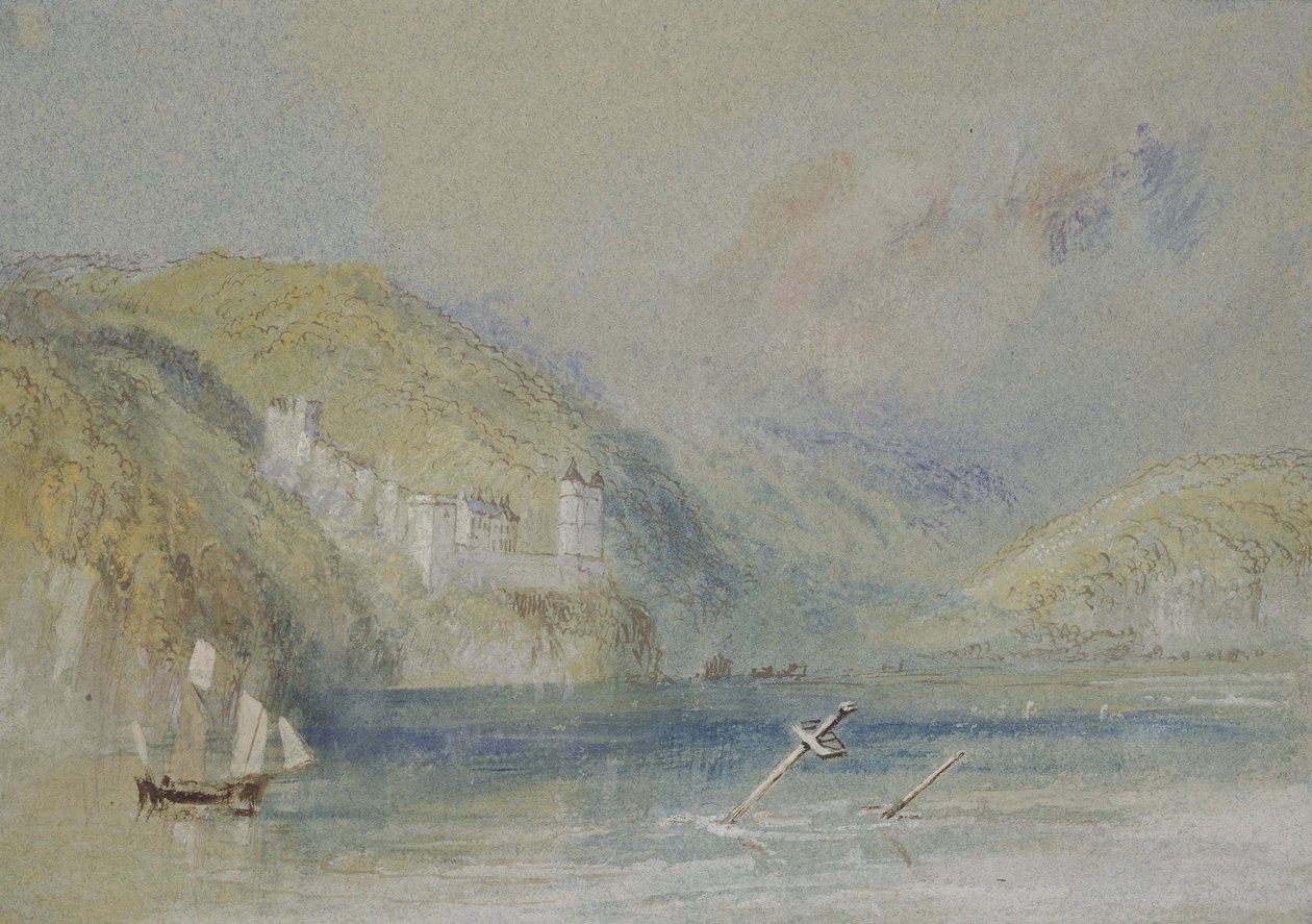 Tancarville yakınlarındaki Seine, 1832 dolayları (kağıt üzerine guaj ve kalem ve mürekkeple tuvalet) by Joseph Mallord William Turner