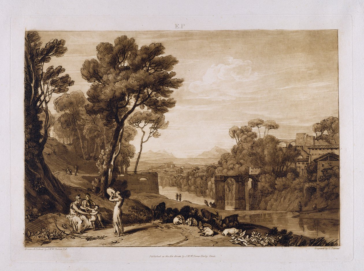 Kadın ve Tef, Charles Turner (1773-1857) 1853-74 tarafından oyulmuş by Joseph Mallord William Turner