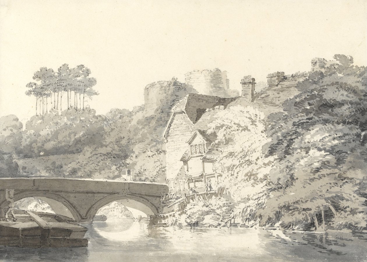 Tonbridge Castle, Kent, c.1794 (kağıda yıkamalı kurşun kalem) by Joseph Mallord William Turner