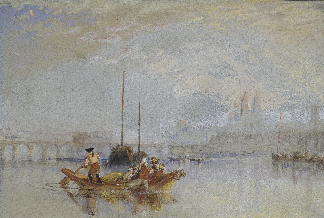 Turlar, ç. 1830 (gri kağıt üzerinde gövde rengi ve kalem ve kahverengi mürekkeple grafit üzerine suluboya) by Joseph Mallord William Turner