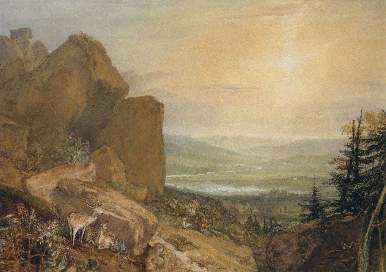 Uzakta Otley ile İskele Vadisi by Joseph Mallord William Turner
