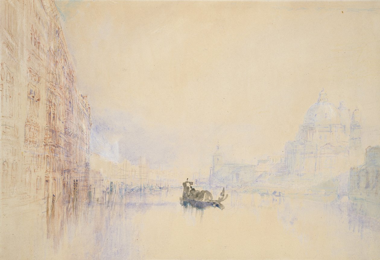 Venedik: Büyük Kanal, 1840 (grafit üzerine suluboya, gövde rengi, tükenmez kalem ve kırmızı mürekkep) by Joseph Mallord William Turner