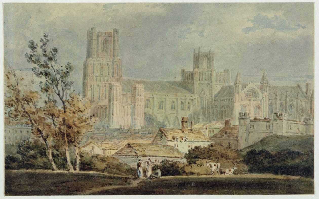 Útsýni yfir Ely dómkirkjuna (blýantur og wc á pappír) by Joseph Mallord William Turner