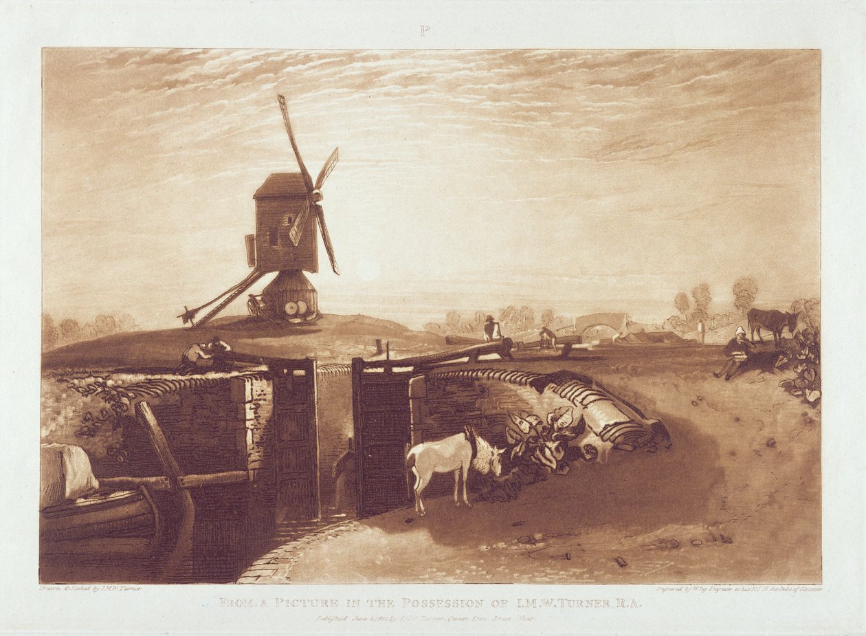 William Say (1768-1834) tarafından oyulmuş Yel Değirmeni ve Kilit, by Joseph Mallord William Turner