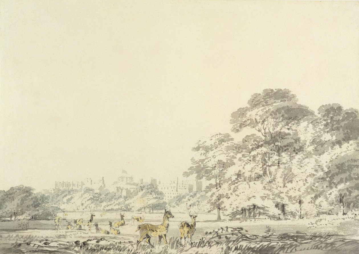 Windsor Şatosu ve Geyikli Parkı (kağıt üzerinde kurşun kalem üzerinde wc) by Joseph Mallord William Turner