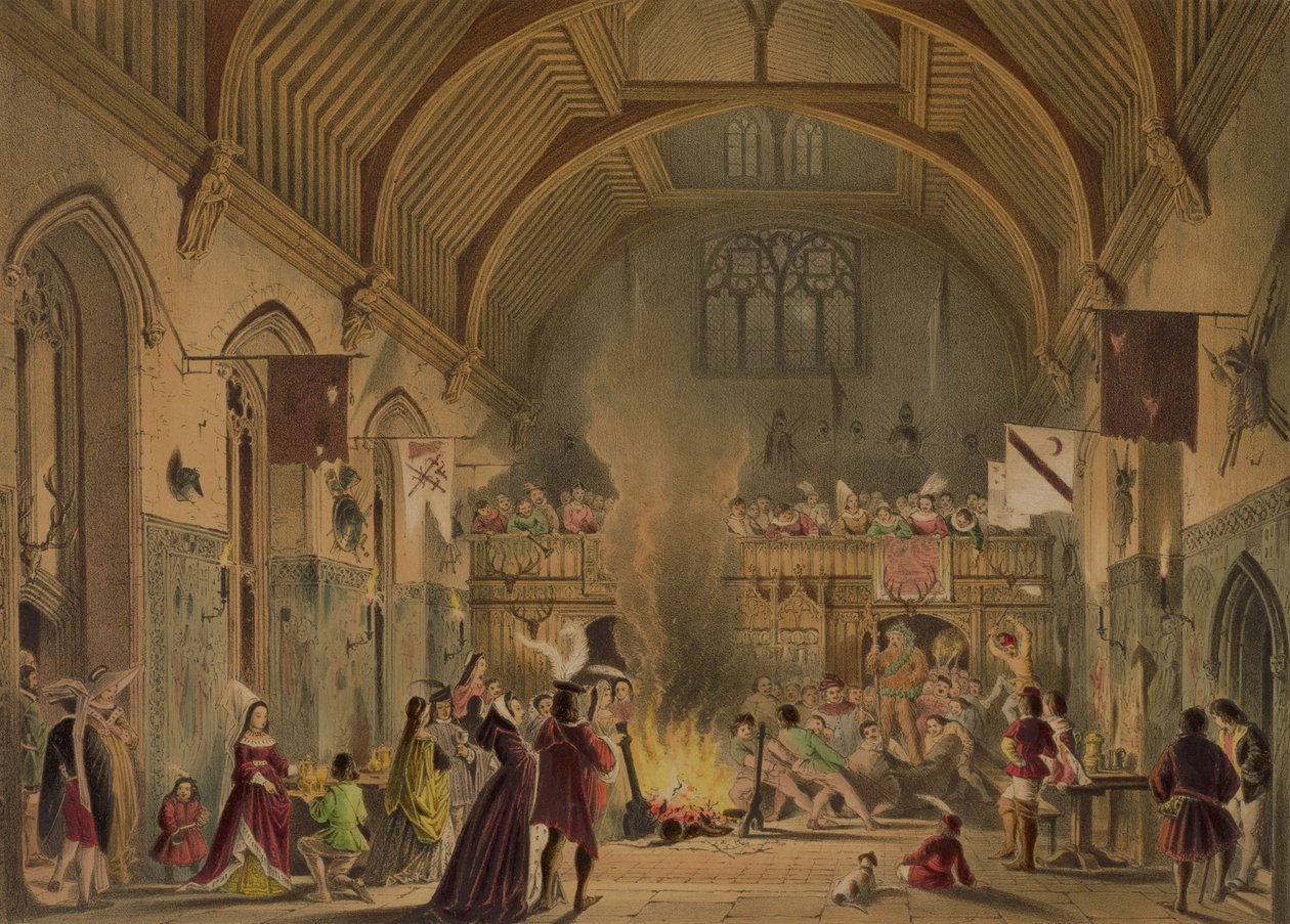 Baronial salonundaki ziyafet, Penshurst Place, Kent, 