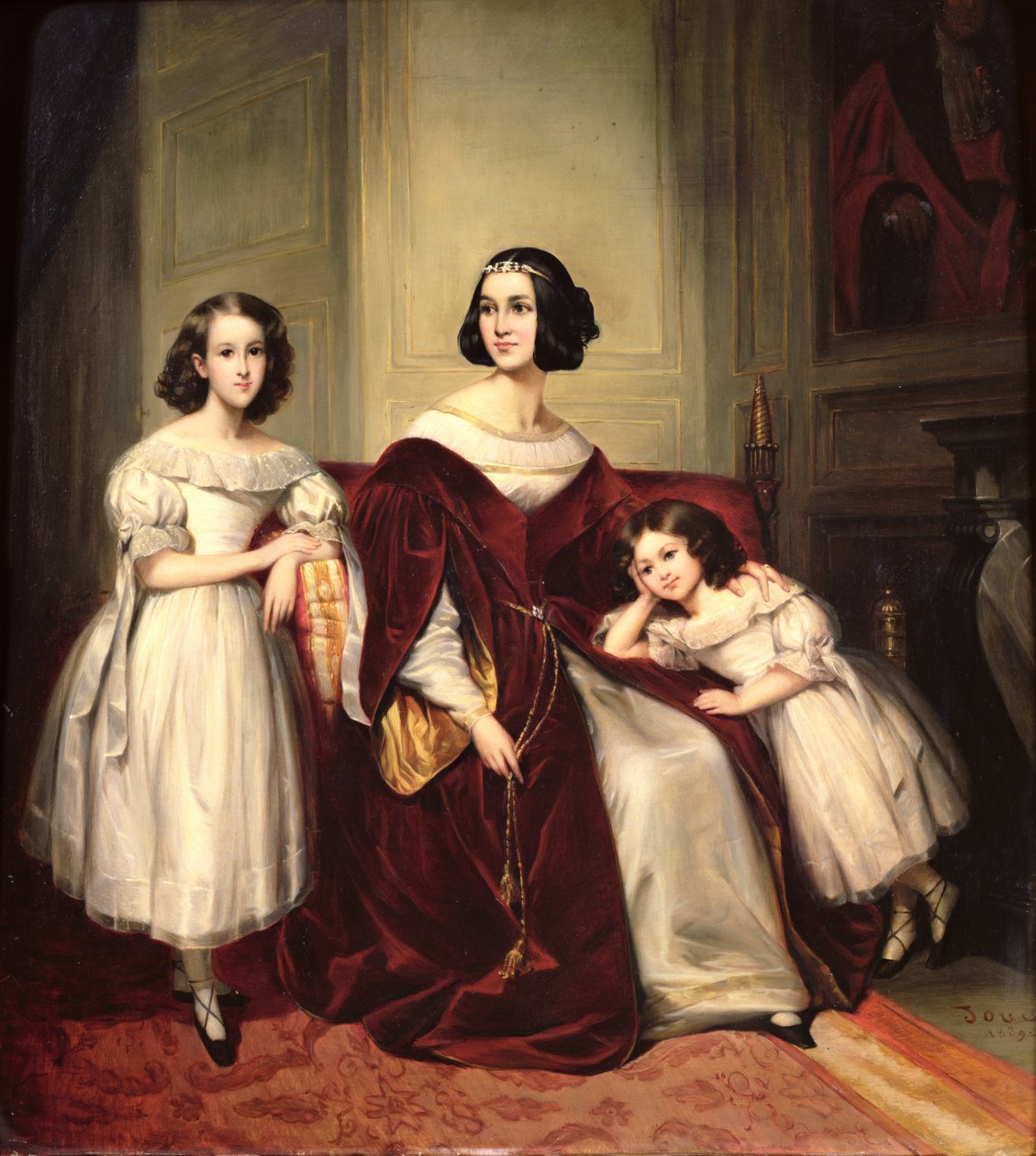 Madam de Nonjon ve İki Kızı, 1839 by Joseph Nicolas Jouy