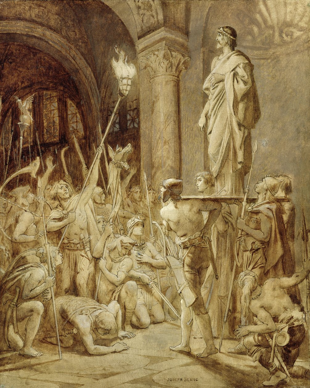 Clovis (465-511) Kalkanı Üzerinde Taşındı by Joseph Paul Blanc