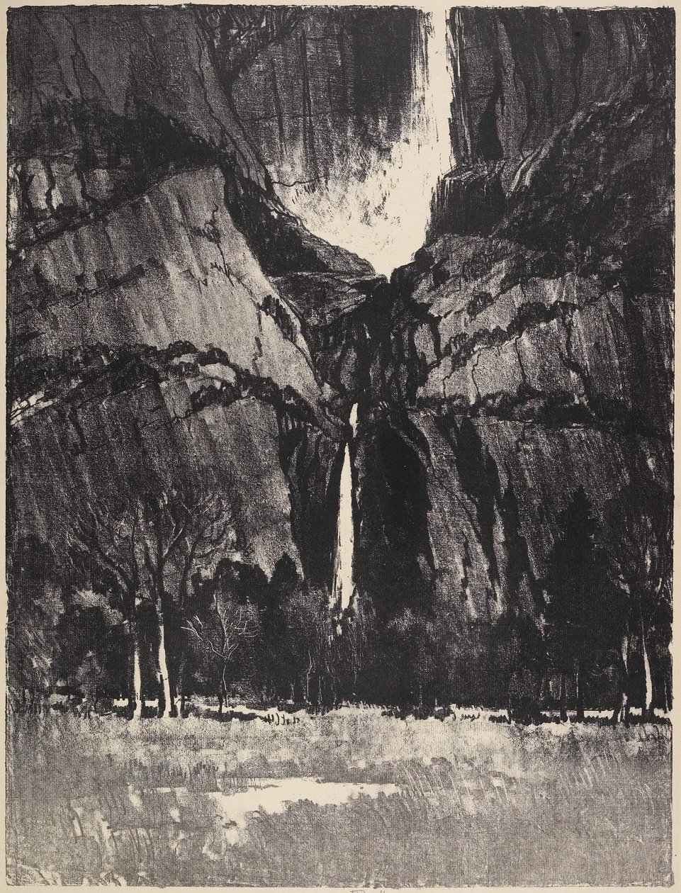 Aşağı Şelaleler, Yosemite, 1912 by Joseph Pennell