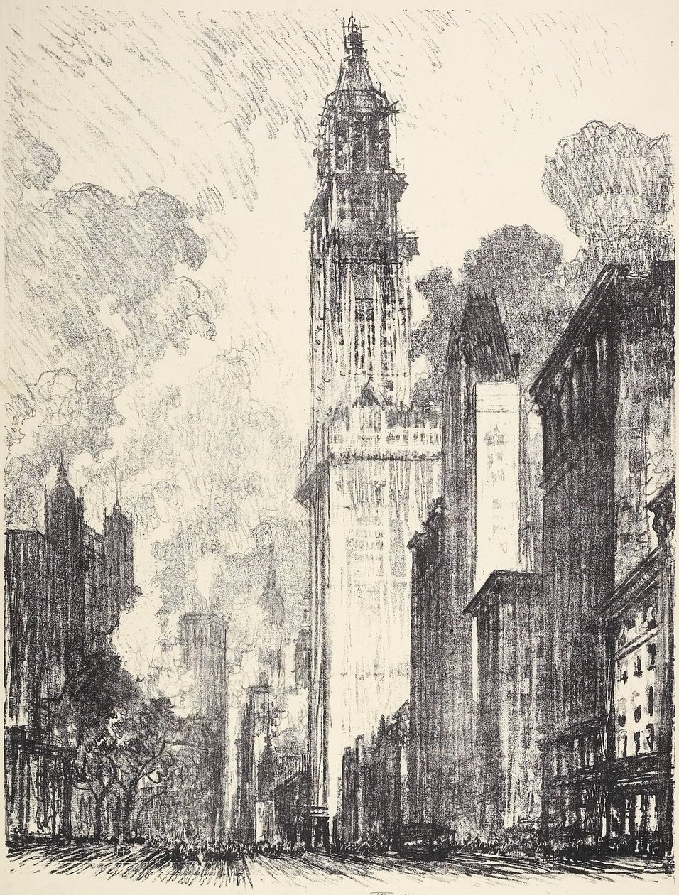Woolworth Binası, 1912 by Joseph Pennell