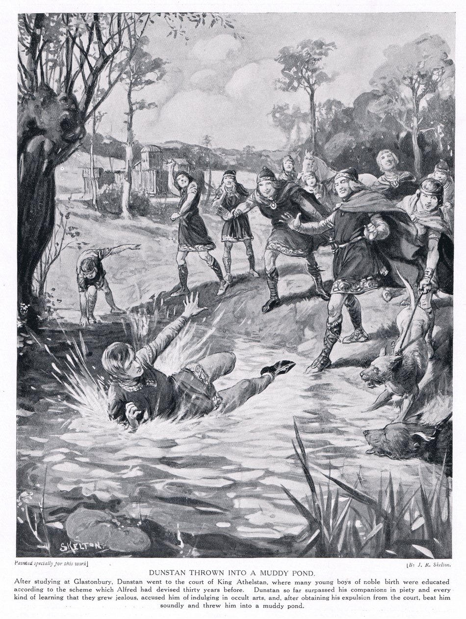 Dunstan thrown into a muddy pond, 1920