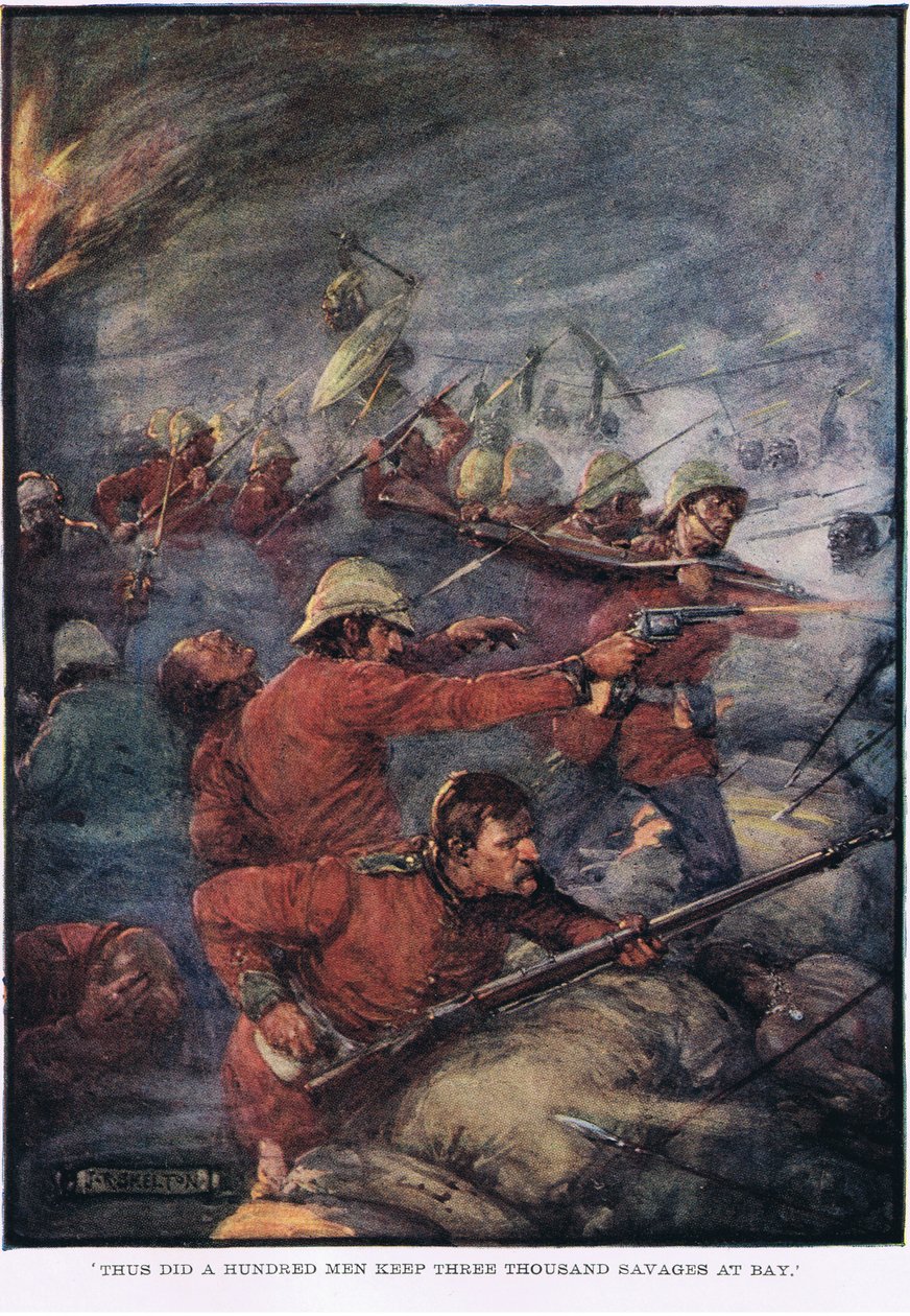 Böylece yüz adam üç bin vahşiyi körfezde tuttu. by Joseph Ratcliffe Skelton