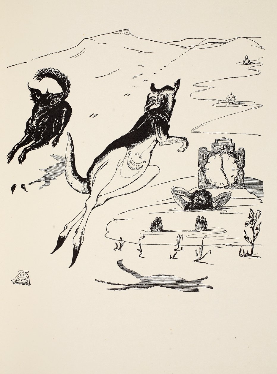 Yaşlı Adam Kanguru öğleden sonra saat beşte, Rudyard Kipling, pub'ın 'Küçük Çocuklar İçin Böyle Hikayeler'den bir çizim. Londra, 1951 by Joseph Rudyard Kipling