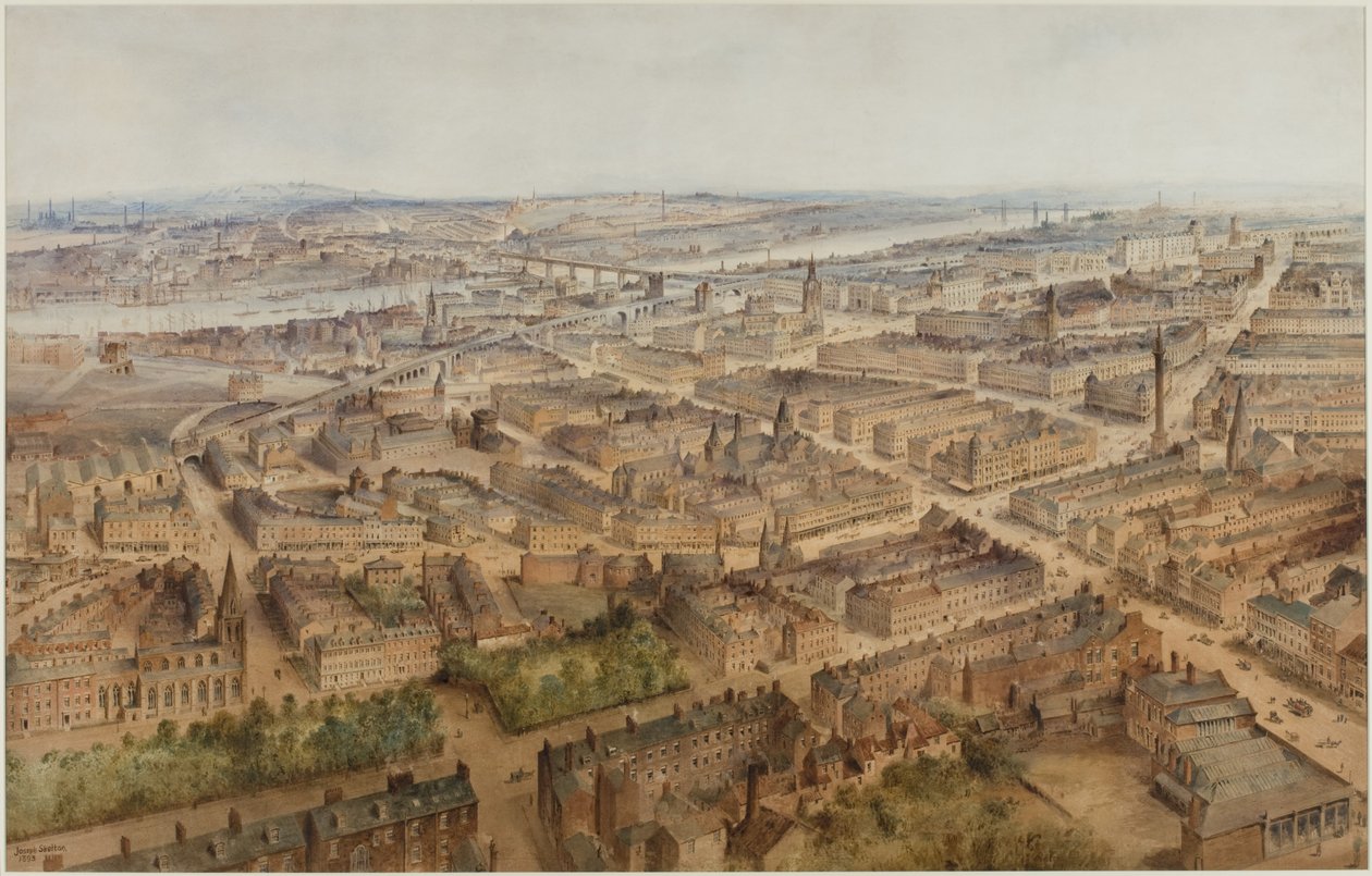 Newcastle upon Tyne (gövde rengi, kalem ve kağıt üzerinde tuvalet) by Joseph Ratcliffe Skelton