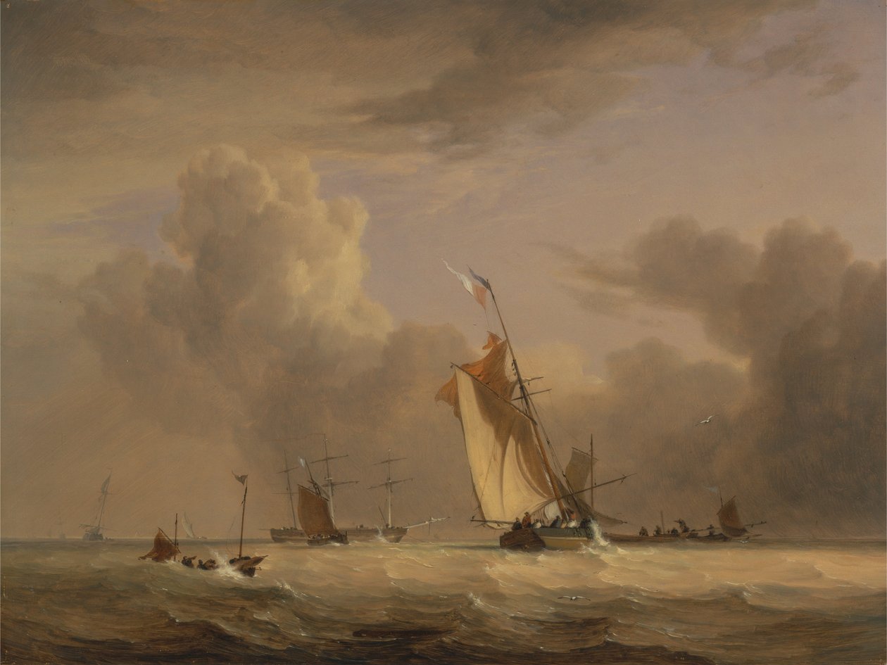 Güçlü Bir Esintide Balık Tutma ve Diğer Gemiler by Joseph Stannard