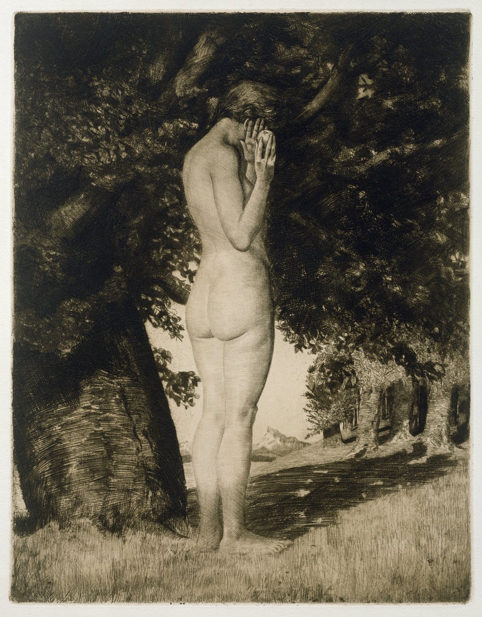 Eve, 1918 (kağıt üzerine gravür) by Joseph Uhl