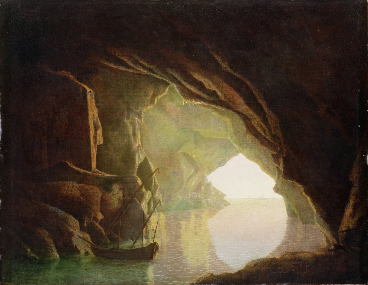 Salerno Körfezinde Bir Mağara, Gün Batımı, c.1780-1 by Joseph Wright of Derby