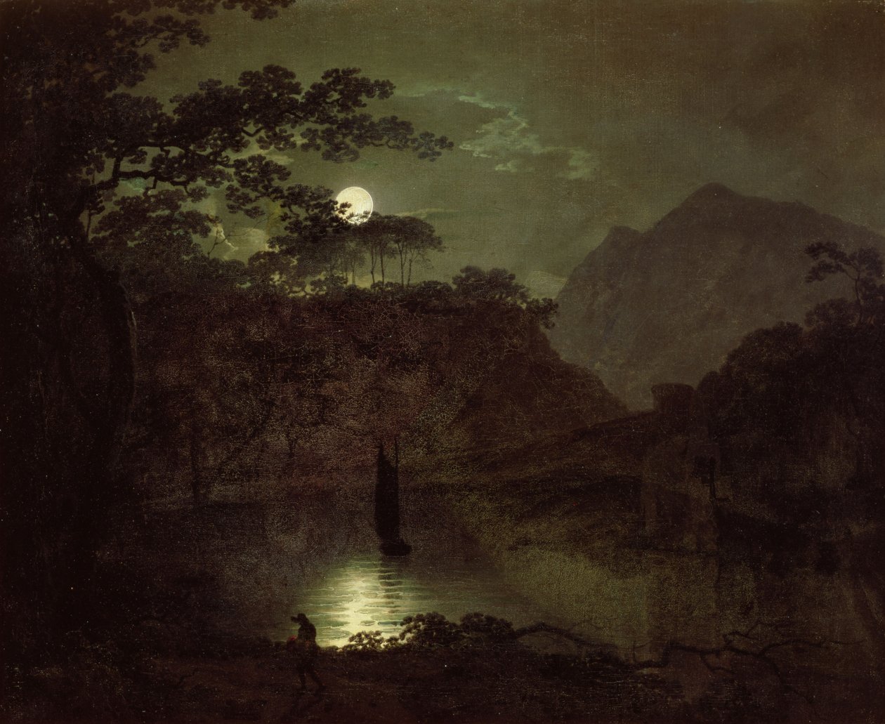 Ay Işığında Bir Göl, c.1780-82 by Joseph Wright of Derby