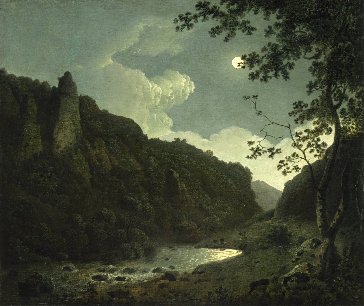 Moonlight tarafından Dovedale by Joseph Wright of Derby