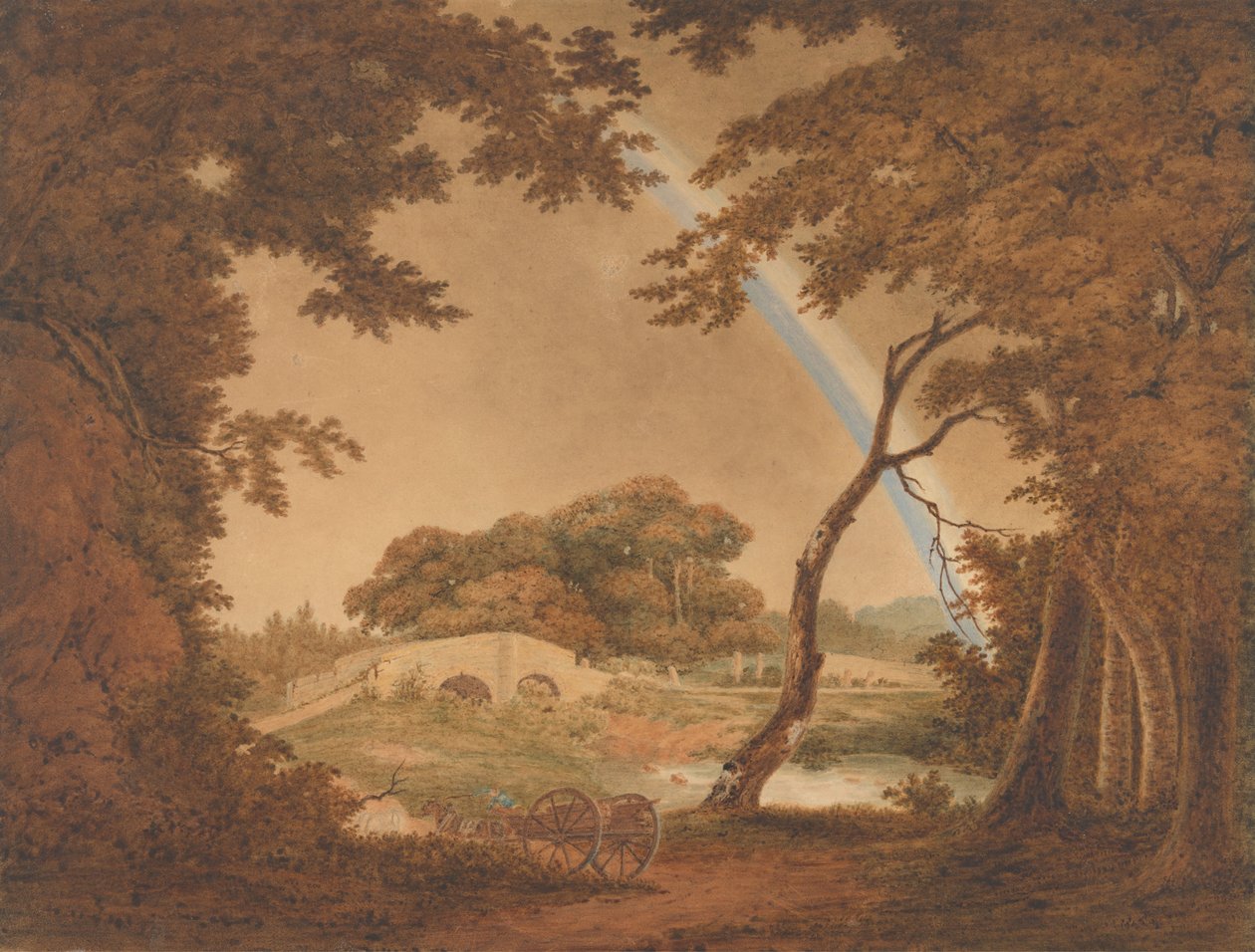 Gökkuşağı ile Manzara, Chesterfield yakınlarında manzara by Joseph Wright of Derby