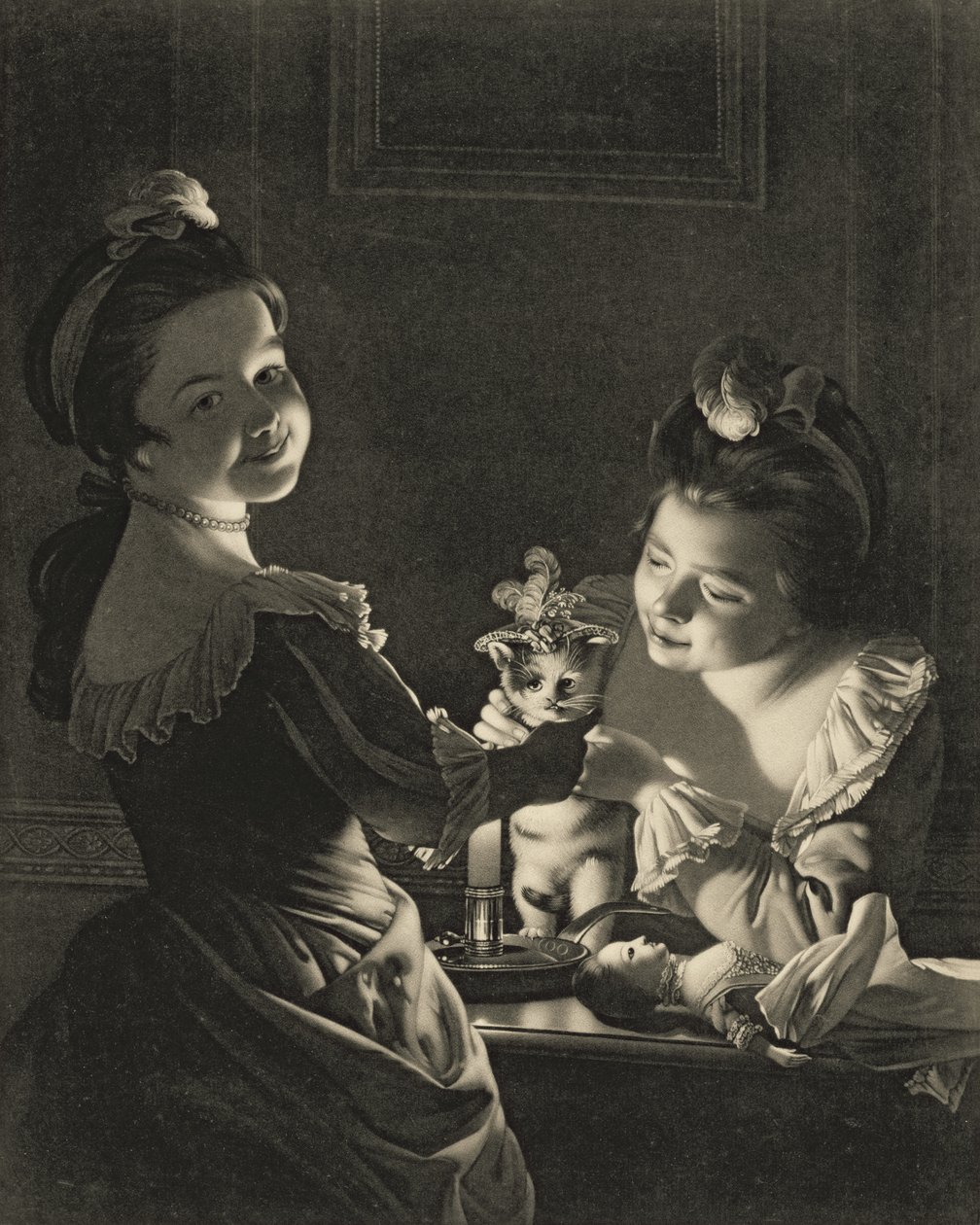 Miss Kitty Dressing, 1781 (mezzotint) by Joseph Wright of Derby