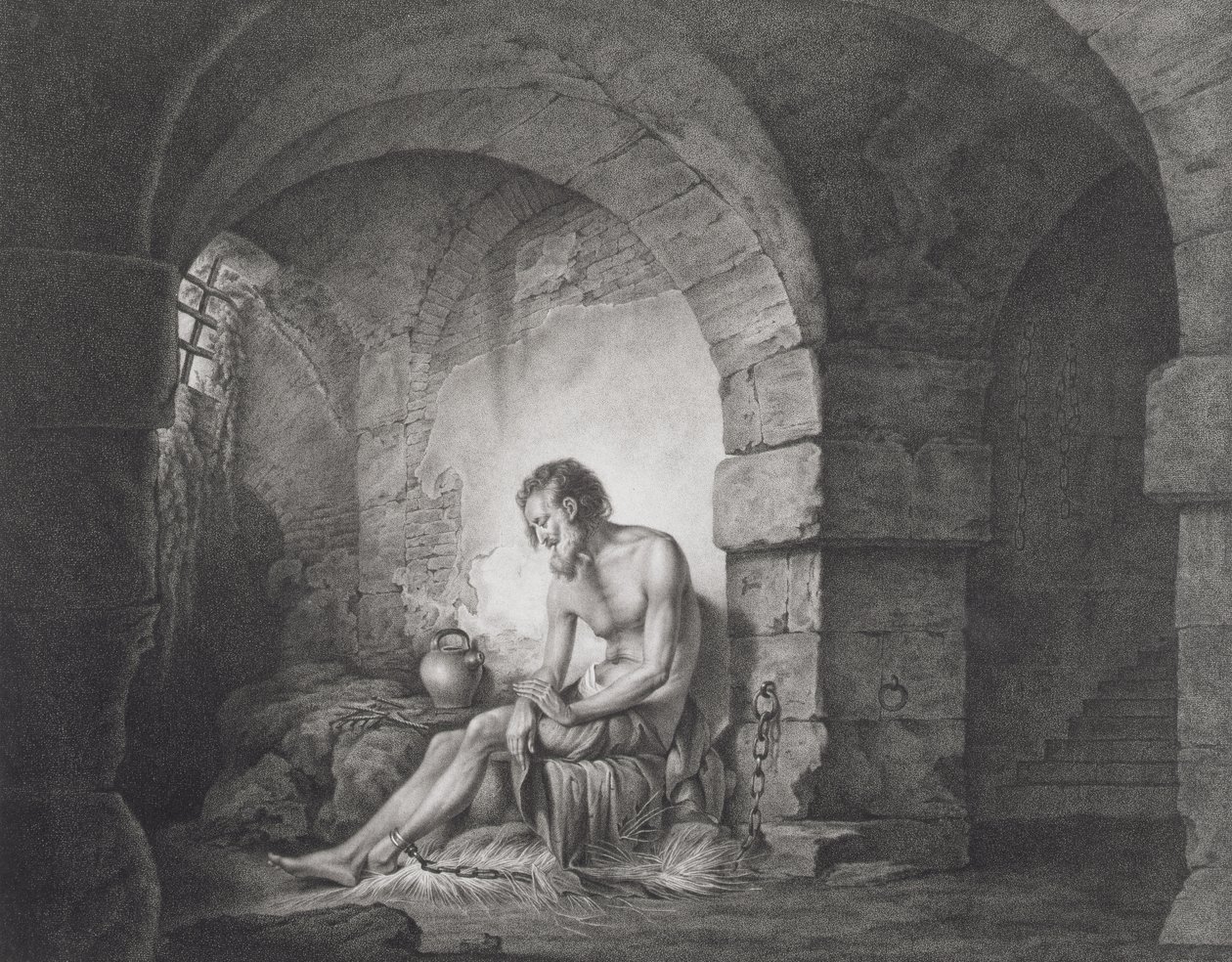 Tutsak, Thomas Ryder (1746-1810) 1786 tarafından oyulmuş (nokta gravürü) by Joseph Wright of Derby