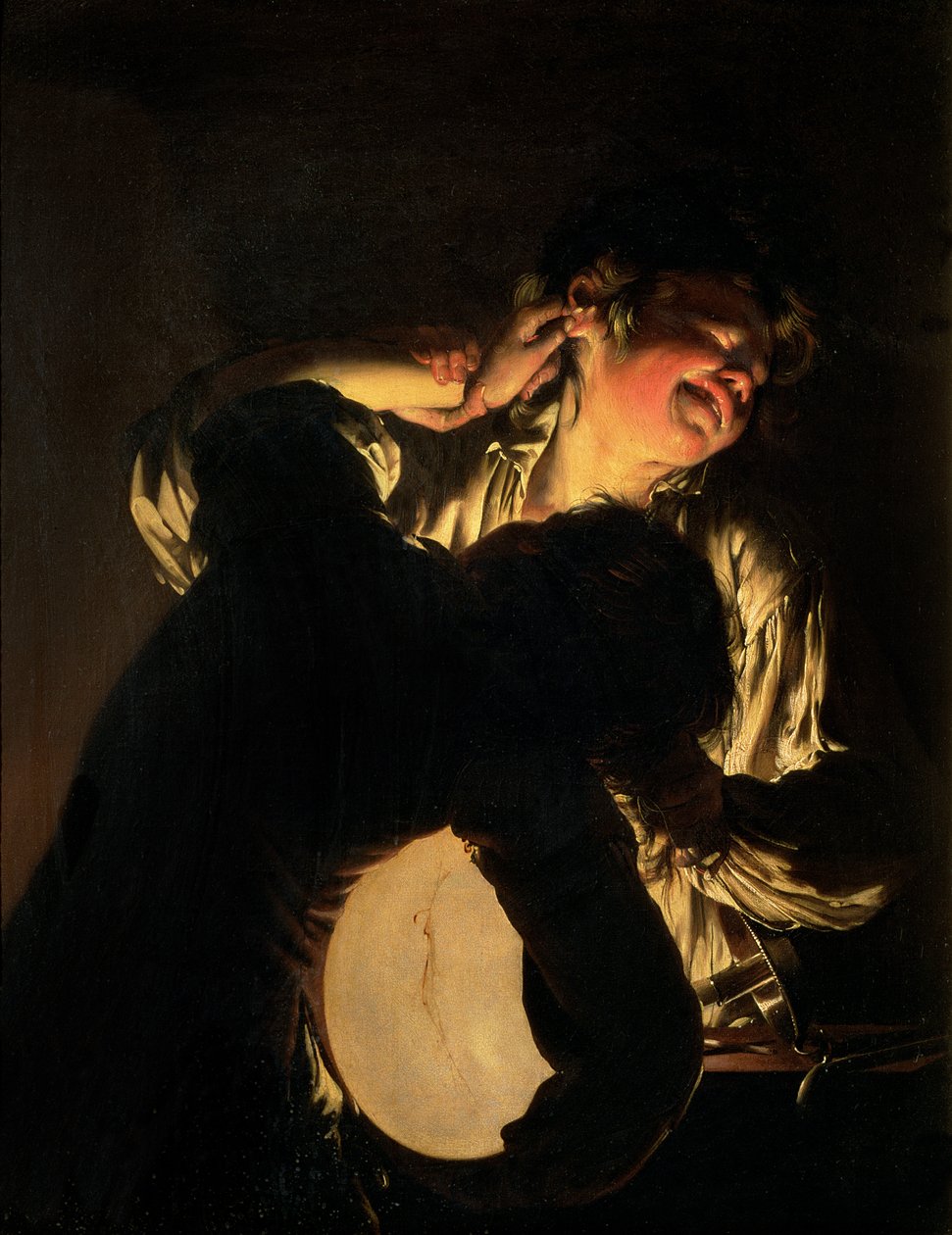 Bir Mesane İçin Kavga Eden İki Erkek, c.1767-70 by Joseph Wright of Derby
