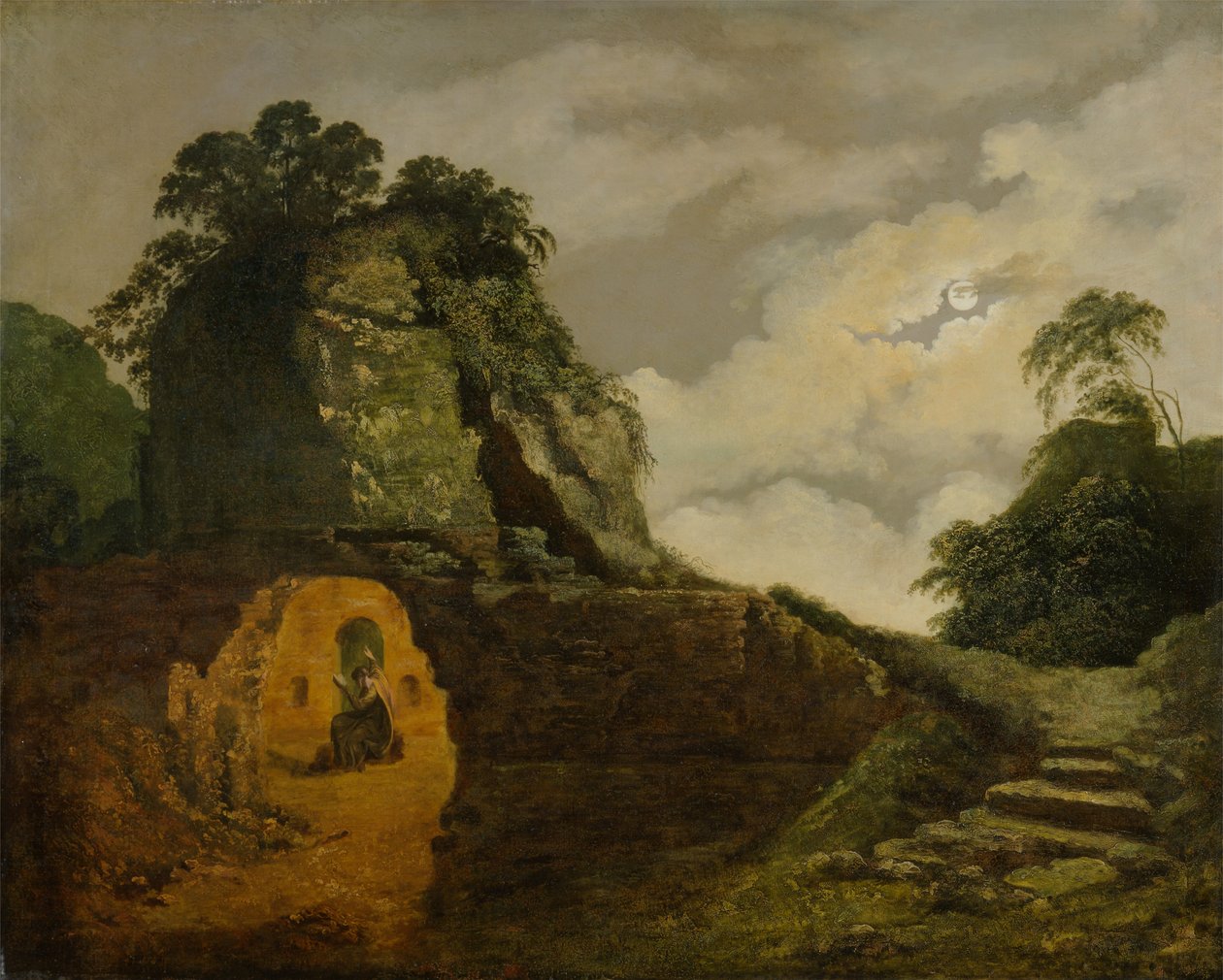 Ay Işığında Virgils Mezarı, İpekli by Joseph Wright of Derby