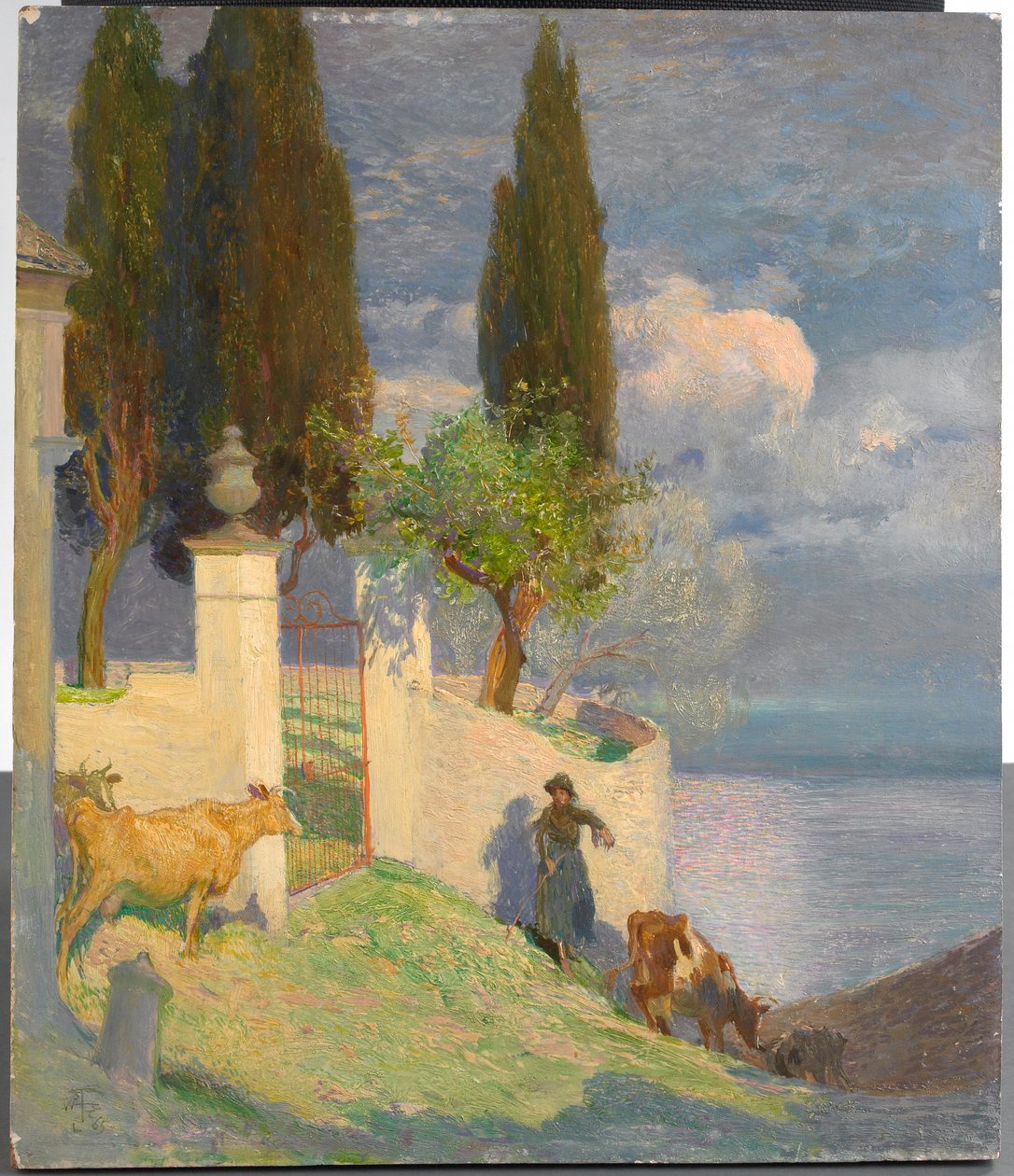 ಡ್ರೈವಿಂಗ್ ಕ್ಯಾಟಲ್, ಲೇಕ್ ಕೊಮೊ, c.1900 ಟರ್ಕ್ by Joseph Walter West