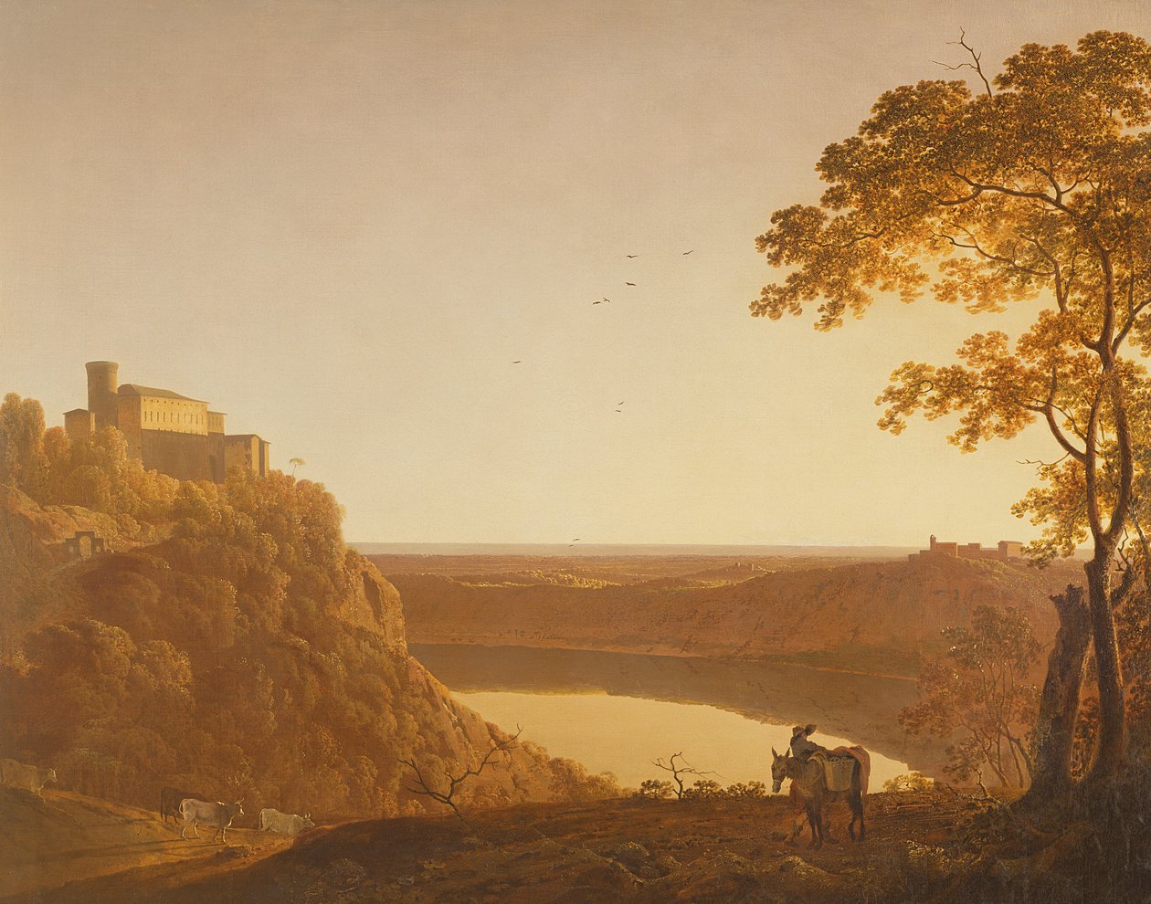 Gün Batımında Nemi Gölü, c.1790 by Joseph Wright of Derby