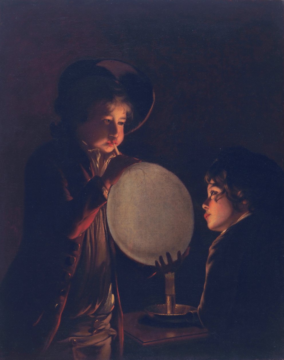 Mum ışığında mesane üfleyen iki erkek çocuk, c.1767-73 by Joseph Wright of Derby