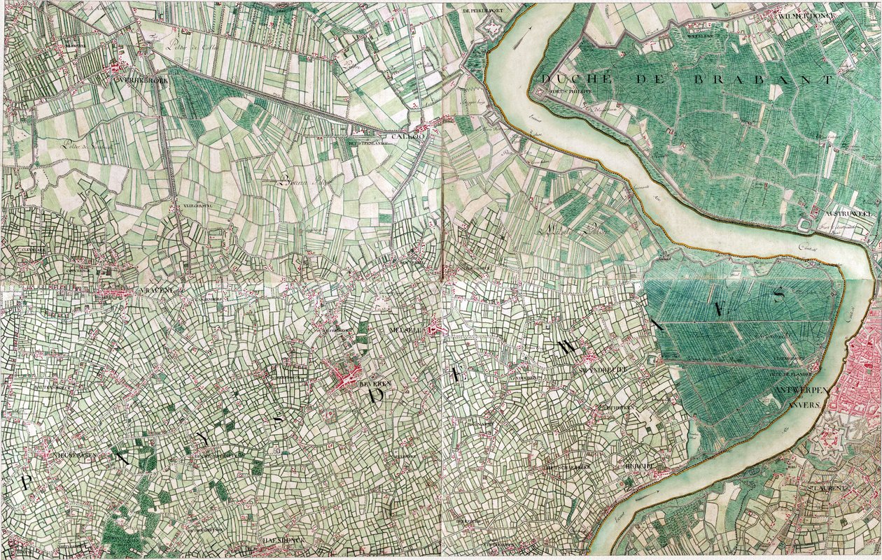 Anvers, Belçika Haritası by Joseph de Ferraris