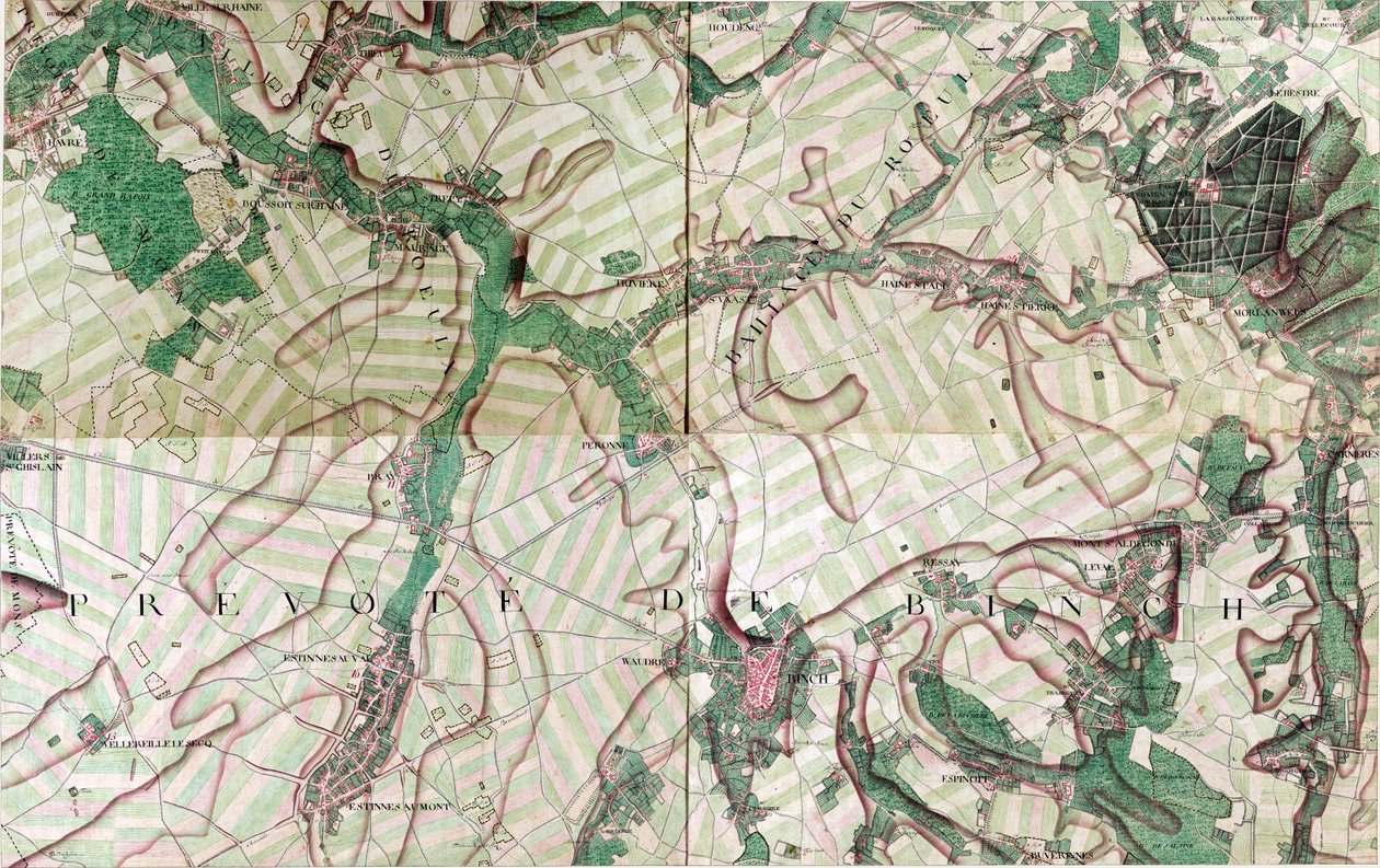 Binch Haritası - Binche, Belçika by Joseph de Ferraris