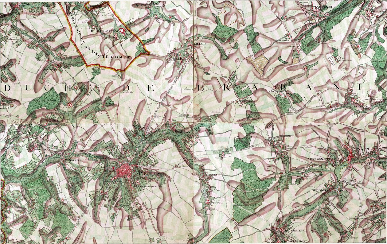 Nivelles, Belçika Haritası by Joseph de Ferraris