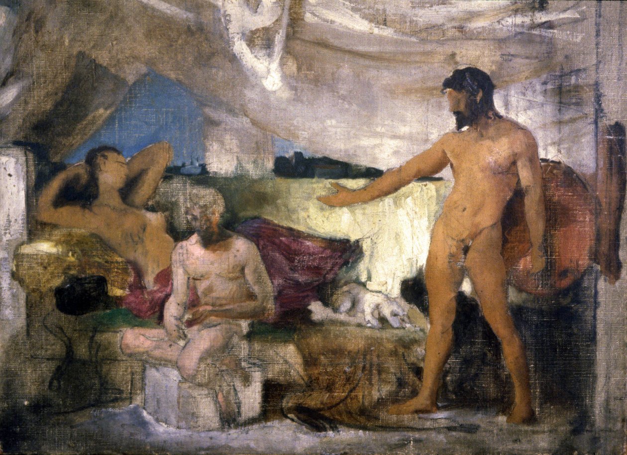 Truva savaşı: Achille ve Priam, Truva kralı, 1850 dolayları (eskiz) by Joseph Noel Sylvestre