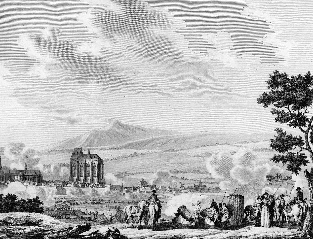 Fransız devrimi ve Avusturya ordusunun karşı-devrimci güçlerinin gelişi: Lille şehrinin bombardımanı (25 Eylül) by Joseph (after) Swebach Desfontaines