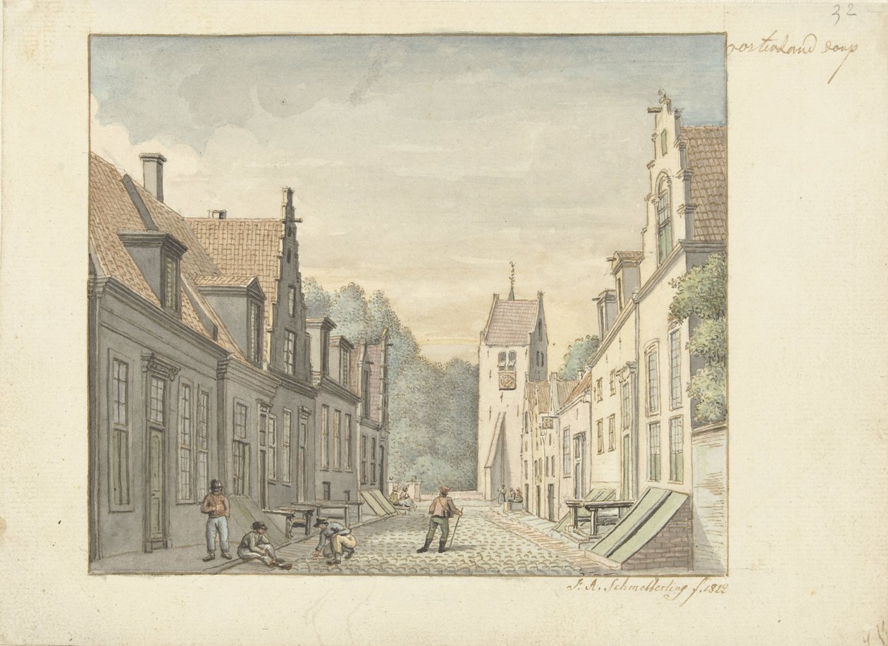 Duiveland Oosterland köyündeki Oosterland köyündeki sokak (nesnedeki başlık) by Joseph Adolf Schmetterling
