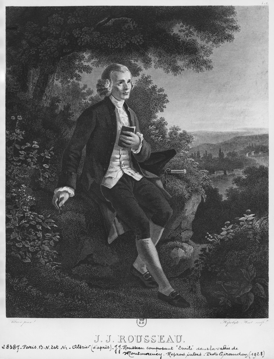 Jean-Jacques Rousseau, Hippolyte Huet tarafından kazınmış Montmorency vadisinde 