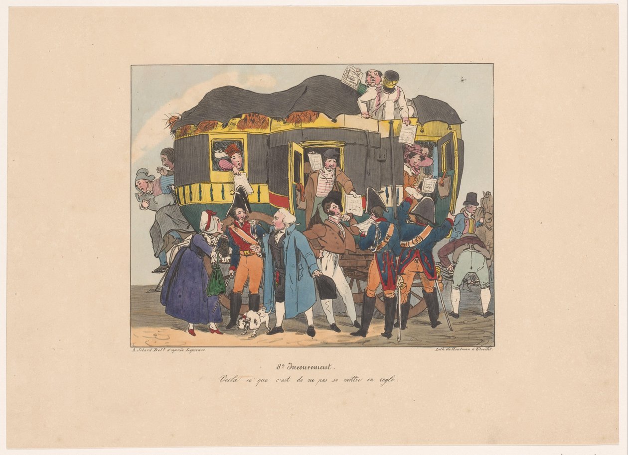 Askerler yolculardan resmi belgeler istiyor by Joseph Ambroise Jobard