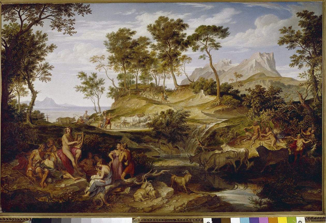 Thessalian Sheperds arasında Apollo. (tuval üzerine yağlıboya by Joseph Anton Koch
