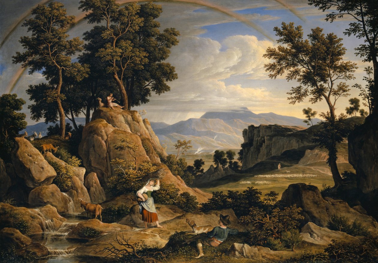 Gökkuşağı ile Olevano yakınlarında manzara, 1823-24 by Joseph Anton Koch