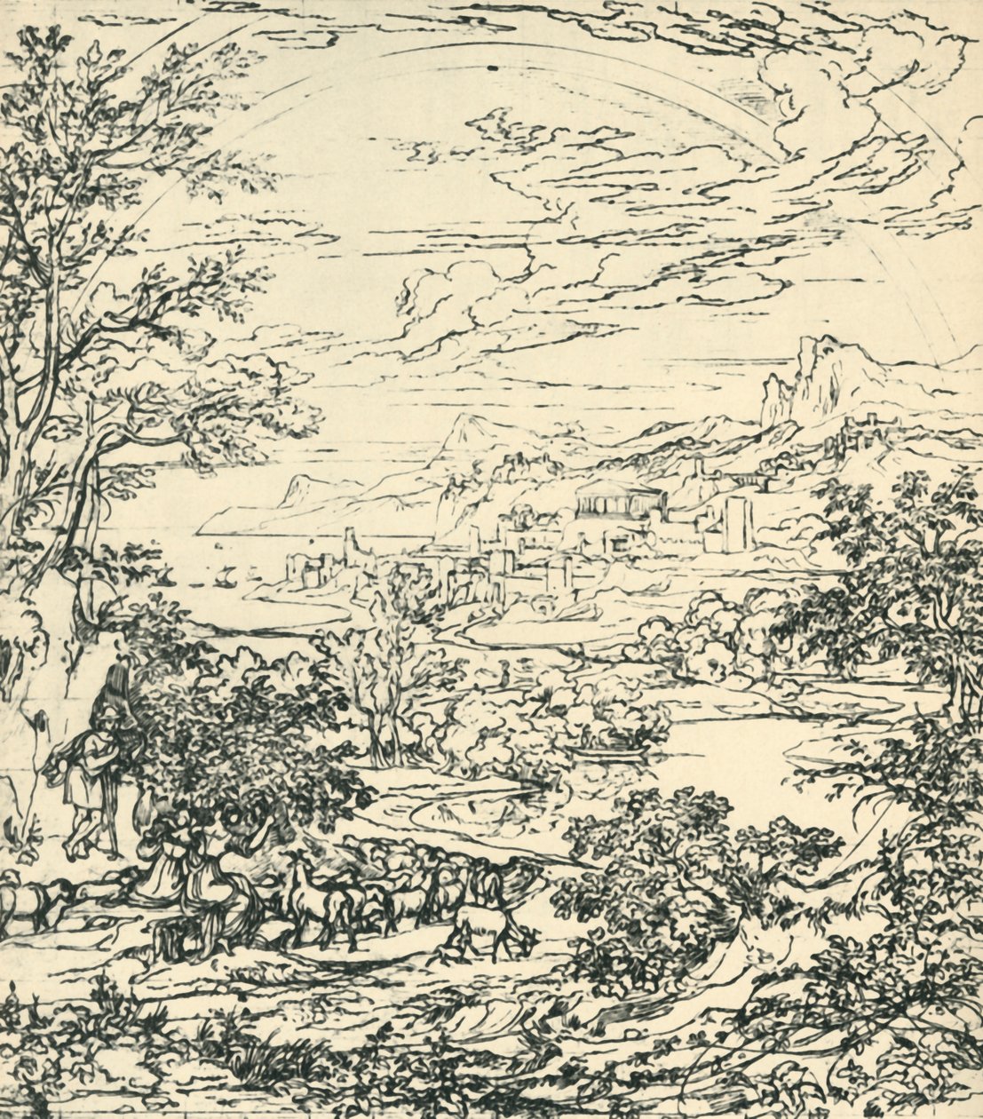 Gökkuşağı ile manzara, 18. yüzyılın sonu ile 19. yüzyılın başı, 1943. by Joseph Anton Koch