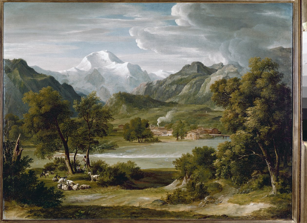 Jungfrau (İsviçre) manzaralı Unterseen yakınlarındaki Lauterbrunnen vadisi (tuval üzerine yağlı boya, yaklaşık 1821) by Joseph Anton Koch