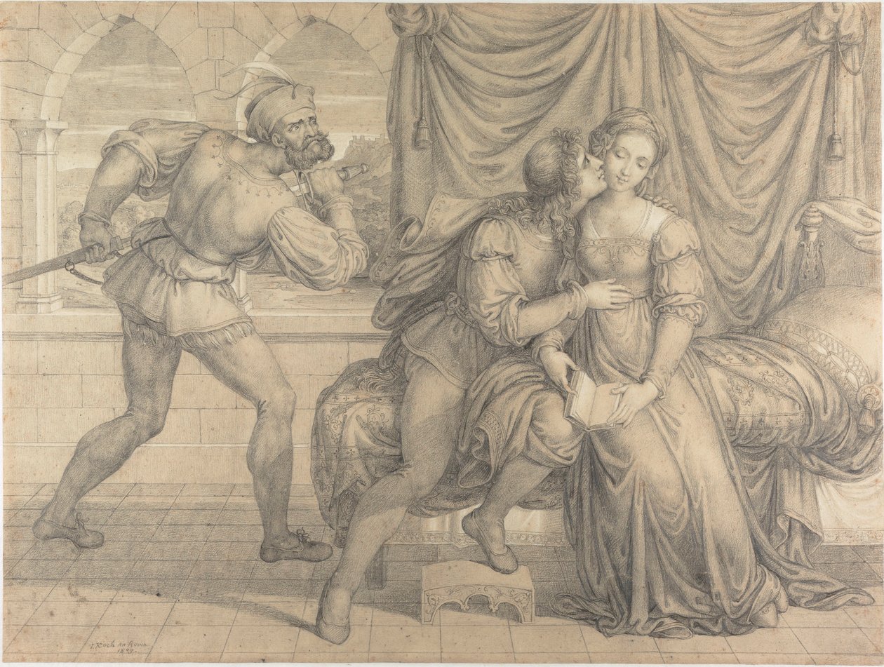 Paolo ve Francesca, Gianciotto Malatesta tarafından şaşırttı, 1809. by Joseph Anton Koch