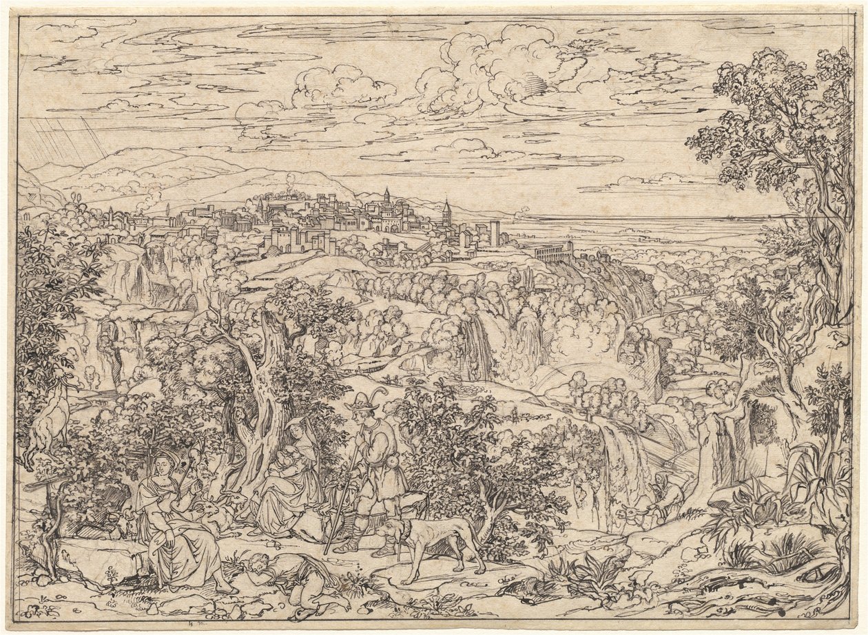 Çoban Aileleri ile Tivoli ve Şelaleler by Joseph Anton Koch