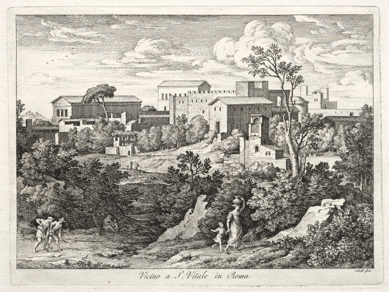 San Vitale Görünümü, Roma, c. 1810. by Joseph Anton Koch