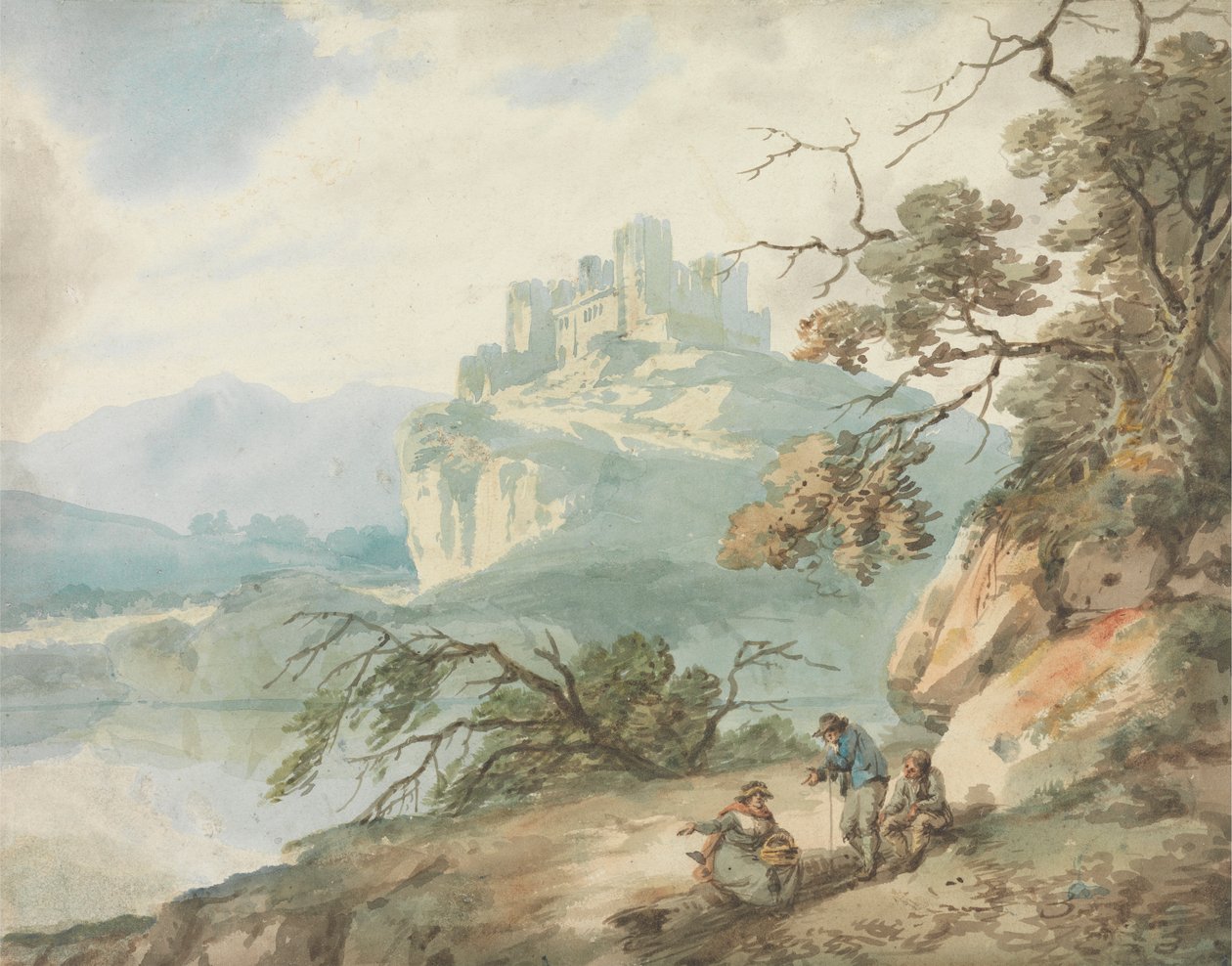 Manzarada Kale ve Figürler by Joseph Barber