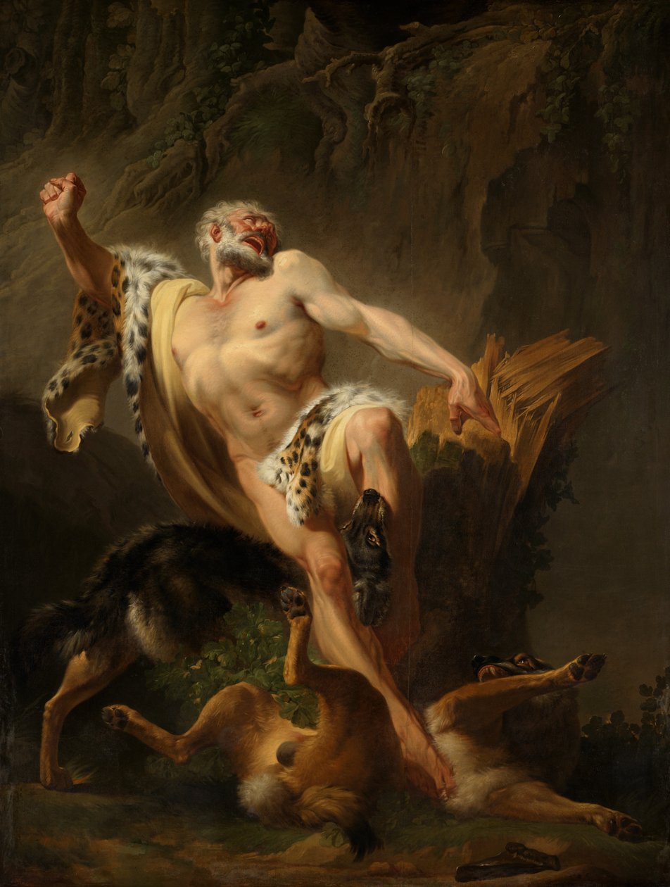 Milo of Croton (tuval üzerine yağlıboya) by Joseph Benoît Suvée